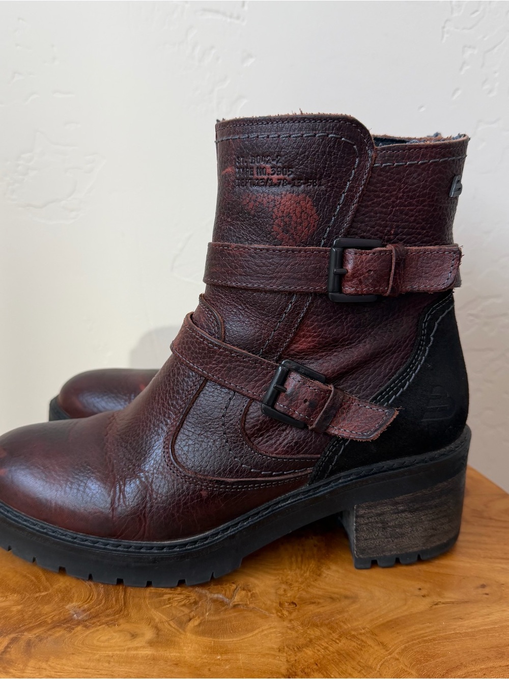 BULL BOXER 'Jade' Brown Leather Buckle Strap Moto Boots EUR 38 | US 8M